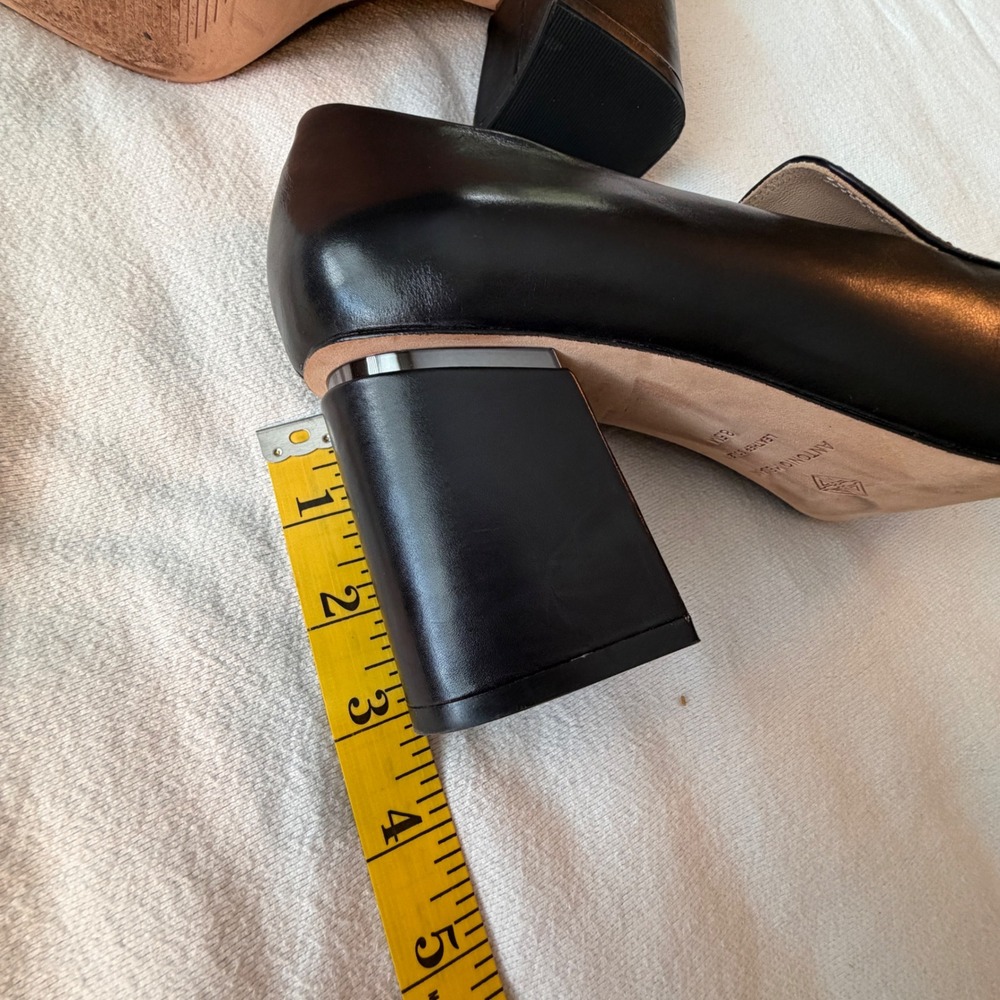 Antonio Melani Black Leather Loafer Pumps Square Toe Block Heel Womens 8.5M - Picture 11 of 11